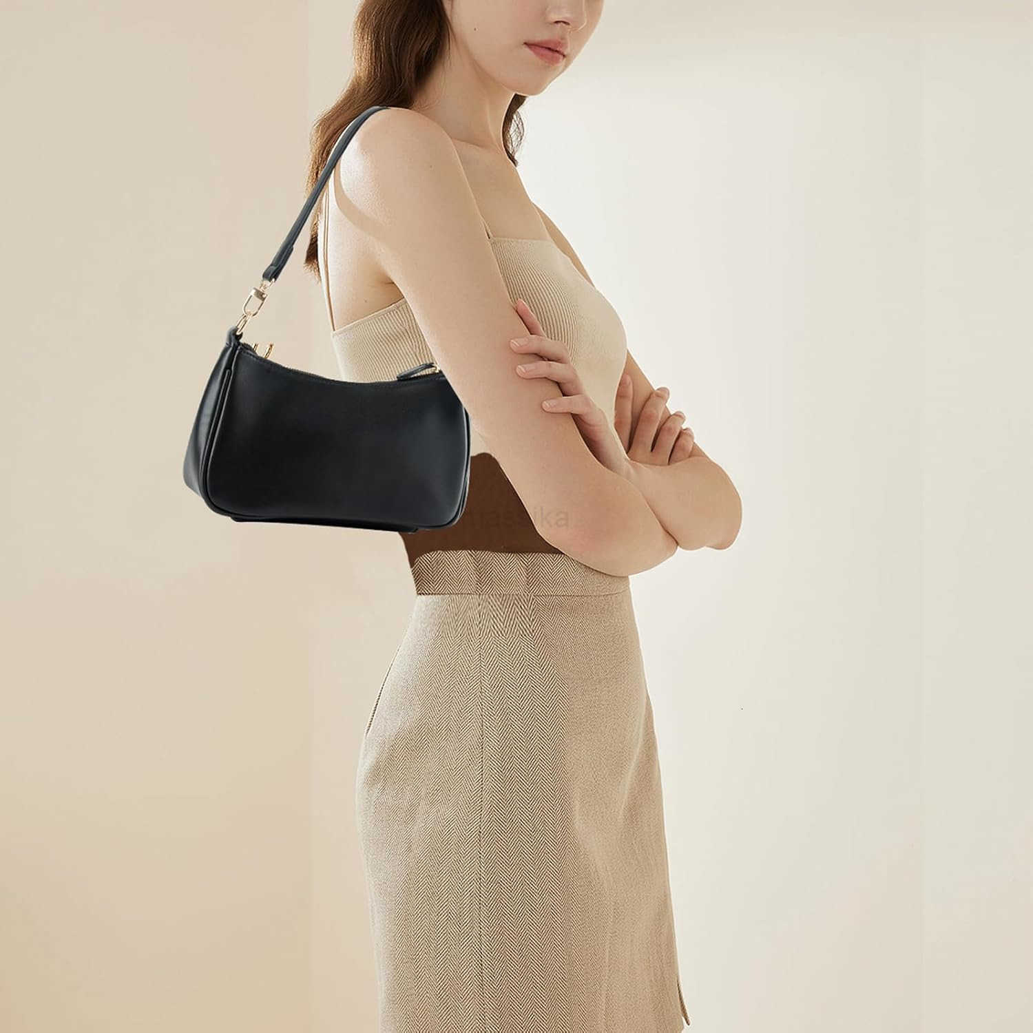 Shoulder Bag for Women with 2 Removable Straps and Zipper Closure Crossbody Bags Clutch Tote HandBags Purses M250909
