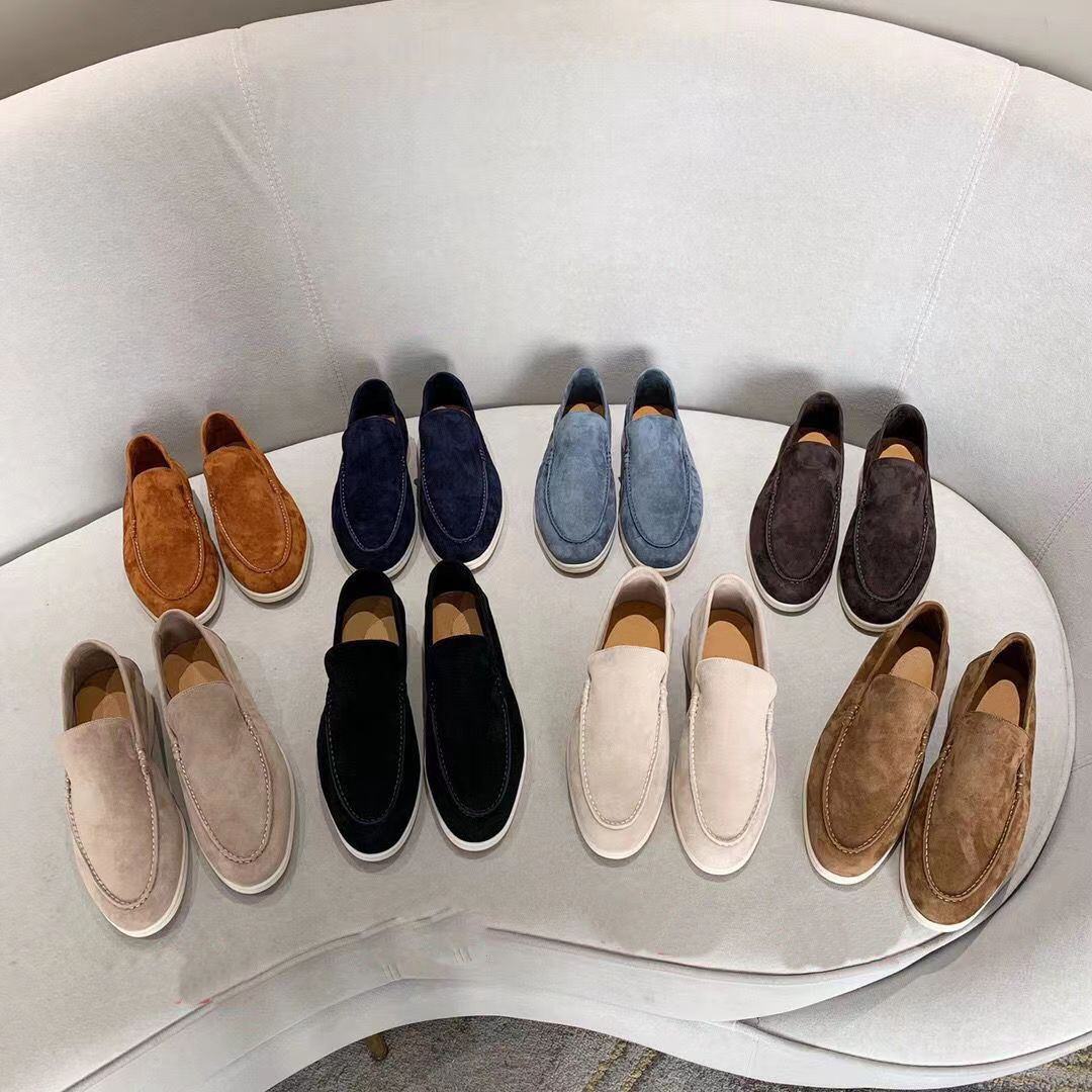Top quality Loafers designer shoes womens famous loafers dress shoes Suede Loafers Couple Shoes Genuine Leather Flat For Men Women size 35-46