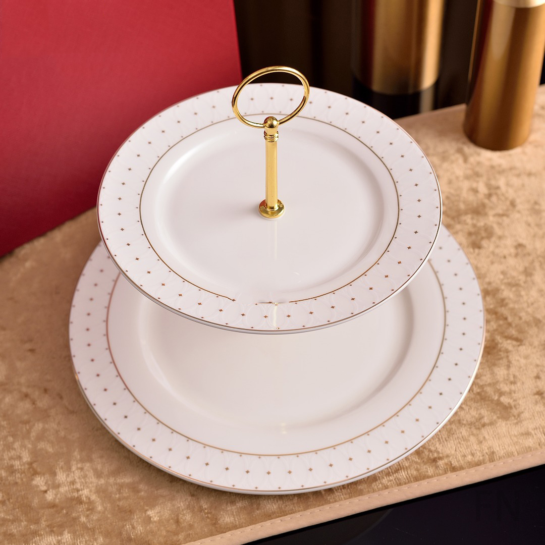 Charming Bone China Two-Tier Cake Stand, Ideal for Hosting Tea Parties, Birthdays, or Elegant Desserts at Any Celebration