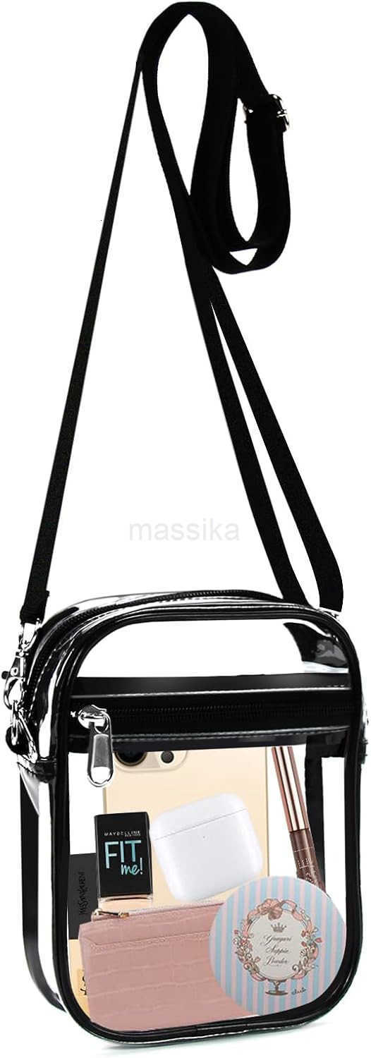 Clear Crossbody Purse Bag Clear Bag Stadium Approved with Front Pocket for Concerts Sports Festivals M250910