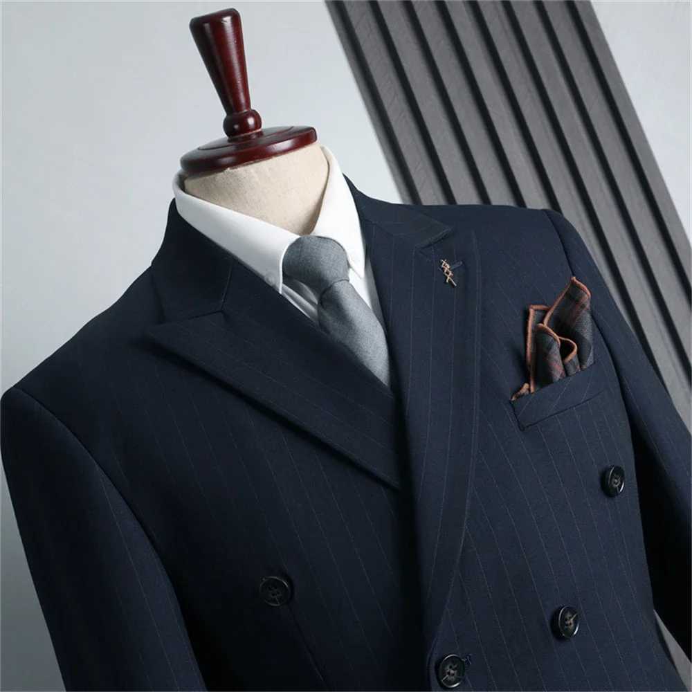 Mens Formal Suit Set Double Breasted Blazer with Matching Pants Slim Fitting Tuxedo Business Suits 2 Pieces Fashion W250910