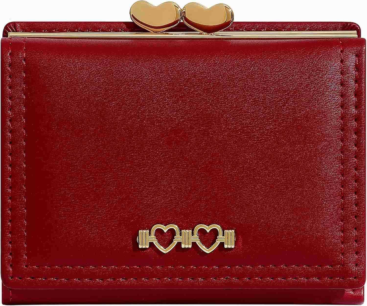 Wallet for Women Cute Wallet Card Holder Small Trifold RFID Blocking Purse Cute Small Leather Mini Short Purse with Coin Pocket for Girls Ladies Burgu