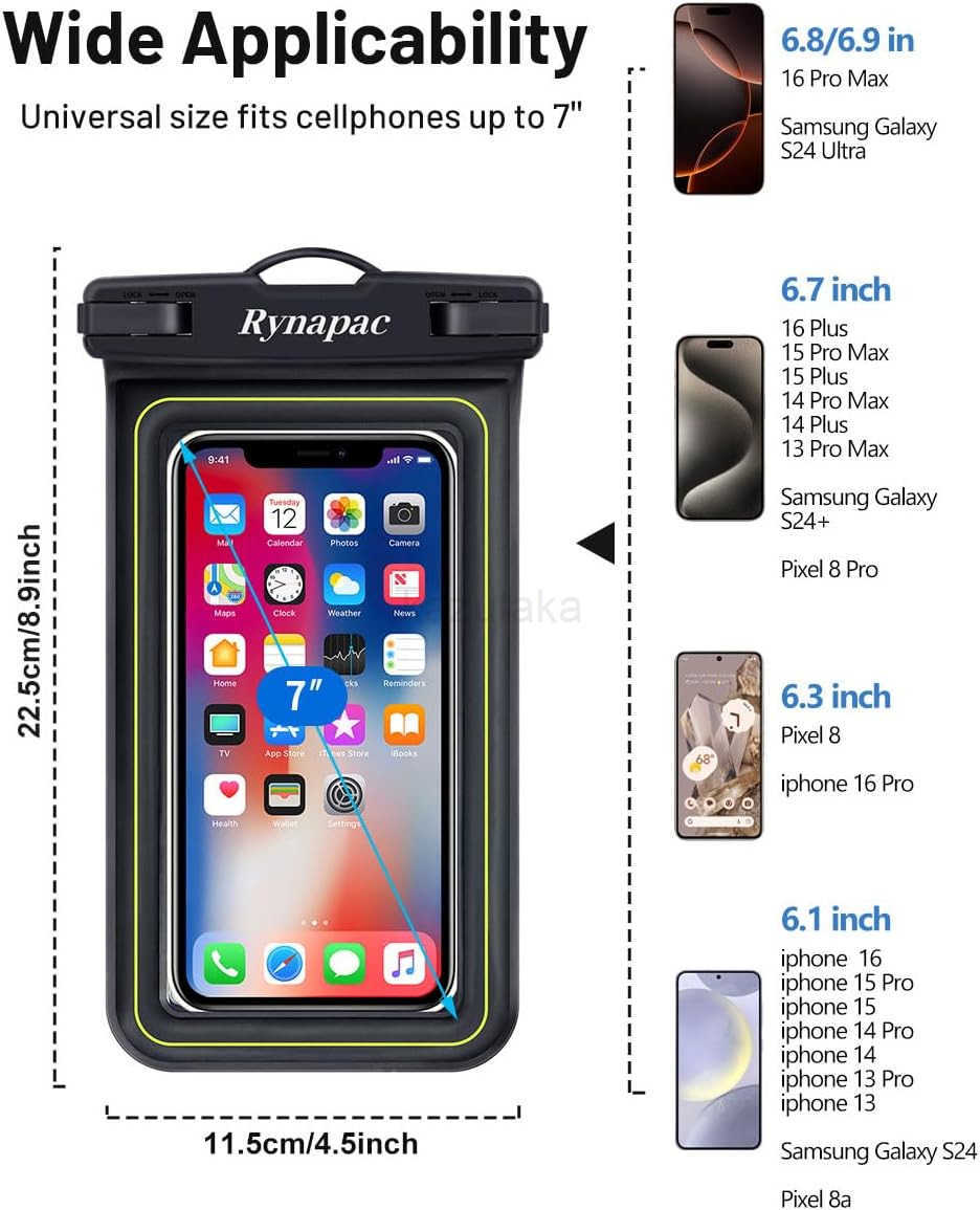 IP68 Waterproof Phone Pouch Floating Waterproof Phone Case for iPhone 16 15 Pro Max S24 S23 Pixel 8 Pro with Detachable Lanyard Cellphone Dry Bags Bea