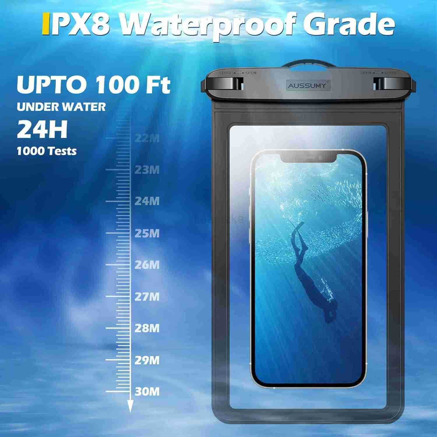 4 Pack 105 Large Waterproof Phone Pouch Underwater Clear Cell Holder Universal Water Proof Dry Bag with Neck Lanyard for Phone Z250910