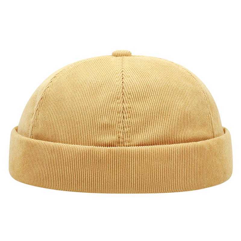 2024 New Fashion Casual Solid Color Corduroy Minimalist Solid Color Unisex Brimss Hat Autumn and Winter Windproof Beanie G250910