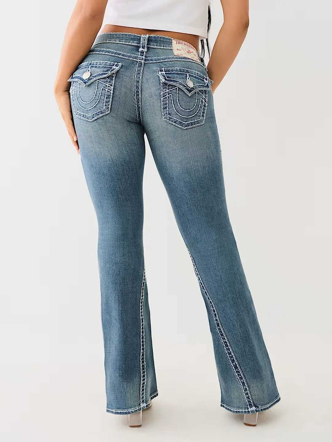 Embroidered retro pocket blue loose jeans high waist slim bell bottom pants American retro Harajuku Gothic hip hop women jeans Z250910