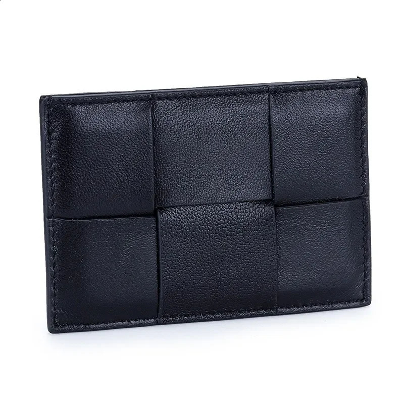 UltraThin Leather Coin Purse Versatile Small Card Holder Handcrafted Sheepskin Woven MultiCard Slot ID Card Holder250906