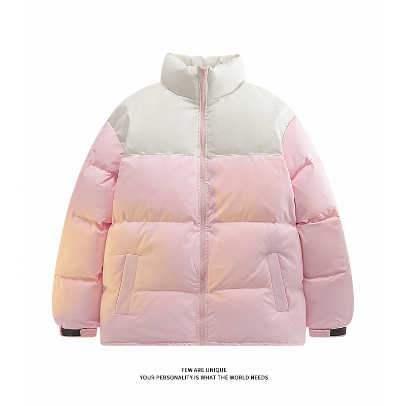 Designer jacket free shipping Winter cotton clothing fashionable men and womens color blocked stand up collar cotton coats casual coat bread jackets
