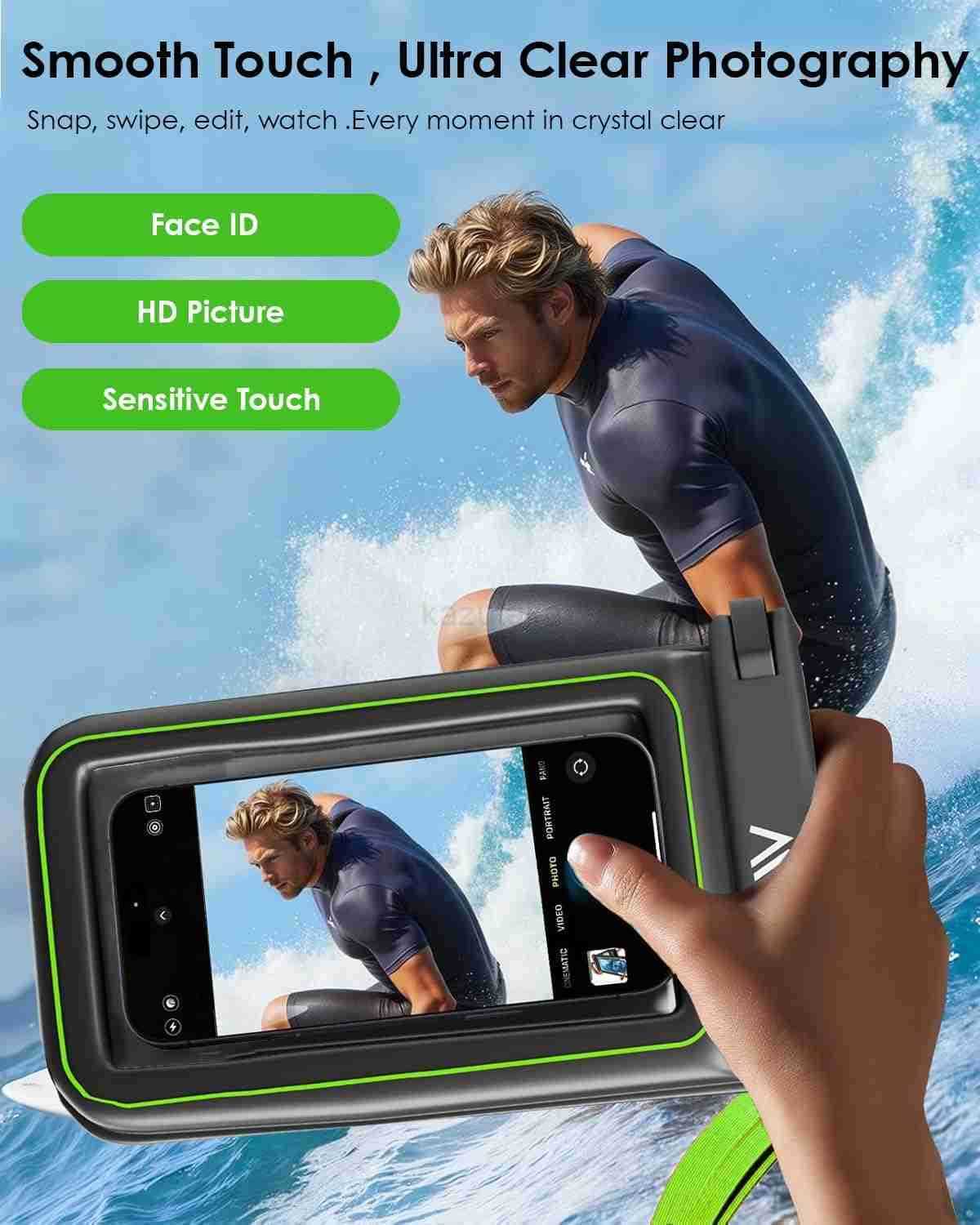 2025 Upgraded 2 Pack Black IP68 Waterproof Phone Pouch Floating Design No Sink Waterproof Phone Case Beach Pool Travel Essentials Works wAll Phones De