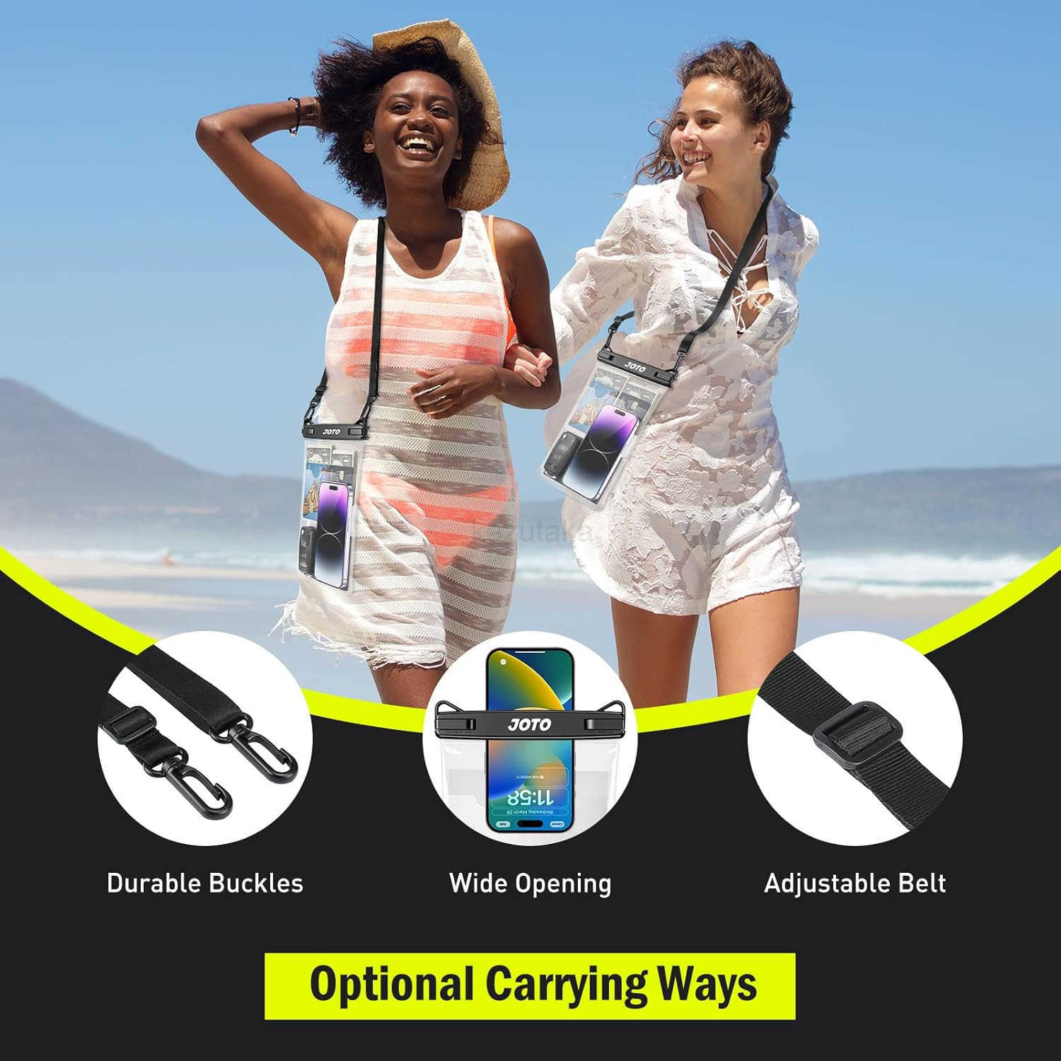 2 Pack Large Waterproof Phone Pouch Bag IPX8 Big Underwater Dry Bag with Lanyard for iPhone 16 15 14 Plus Pro Max S24 S23 Ultra Airpods Cash CARD Esse