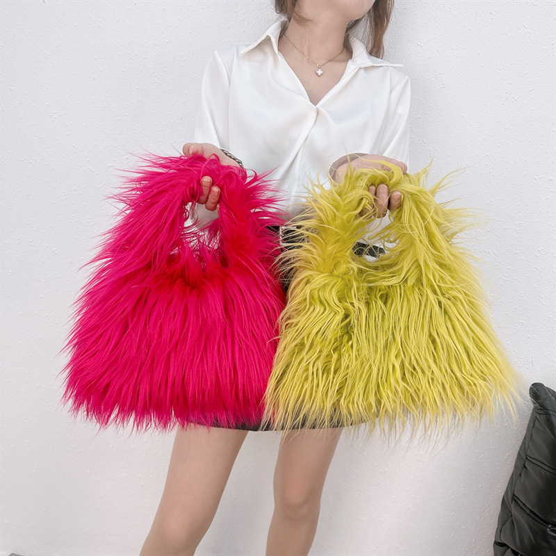 2025 autumn new product cross-border plush personalized niche design punk style Y2K spicy girl style women's shoulder bag designer bag