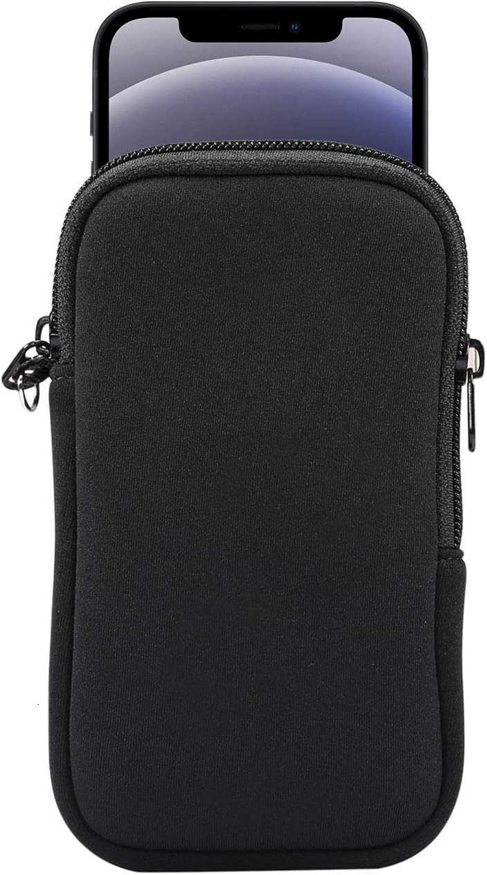 Small Size Cell Phone Sleeve Zip Wallet Pouch with Neck Strap for iPhone 16 16e 15 14 Pro iPhone 13 12 Pro iPhone 13 12 Mini 11 Pro iPhone SE 3rd G iP