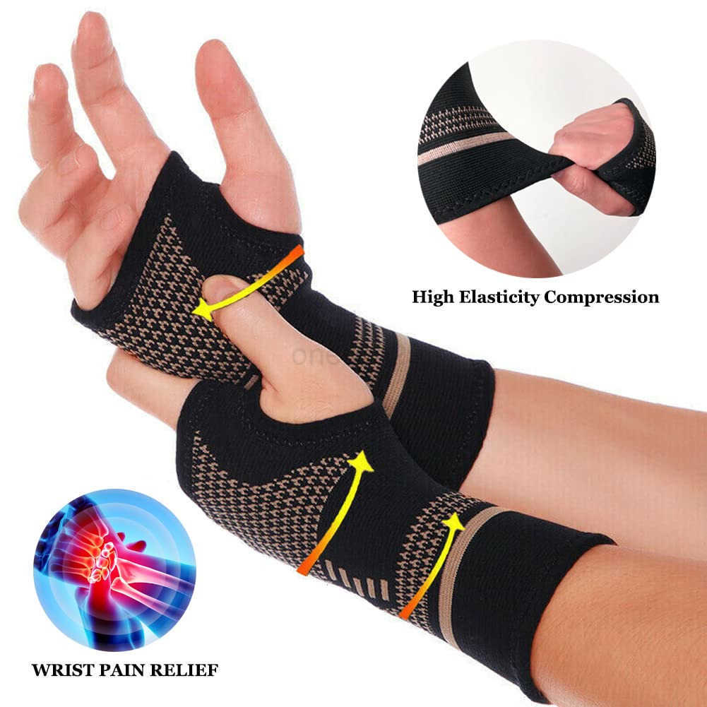 Wrist Compression Sleeve Elastic Wrist Support Sleeve Wrist Brace for Tendonitis Arthritis Sprains Pain Relief Breathable Carpal Tunnel Hand Brace for