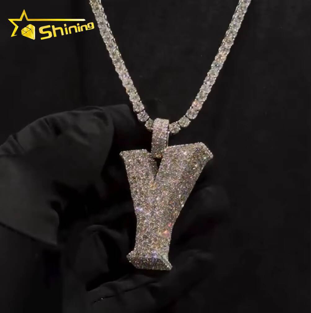 Custom New Charms Hip Hop Moissanite Pendant Gold Plated S925 VVS Pass Diamonds Test Moissanite Iced Out Letter Pendant