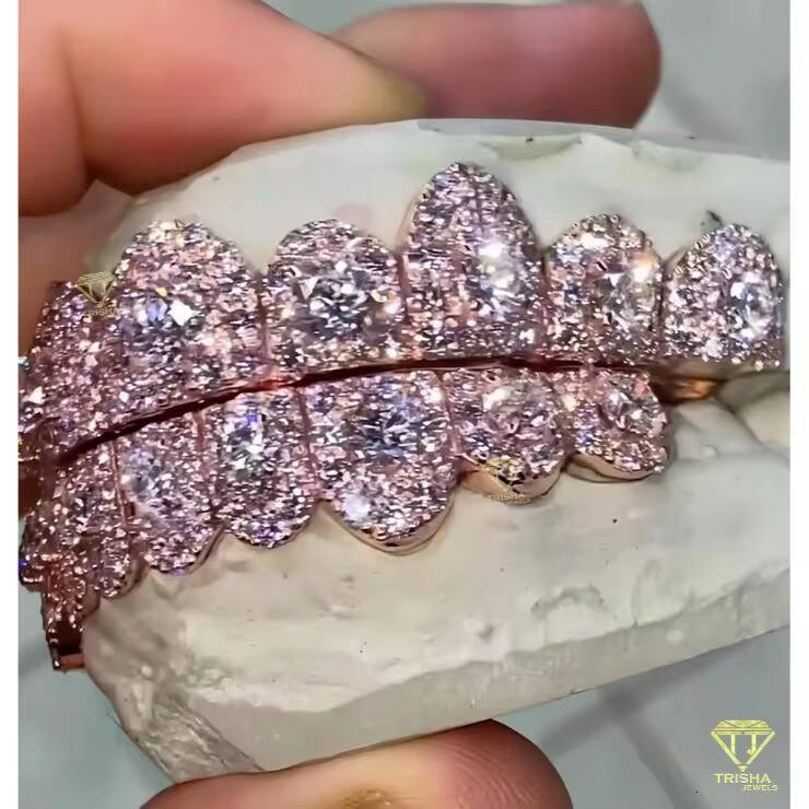 Customized Grillz S925 Sterling Silver with VVS Moissanite Iced Out Dental With Free Mold Kits Personalized Rapper Gift for Him