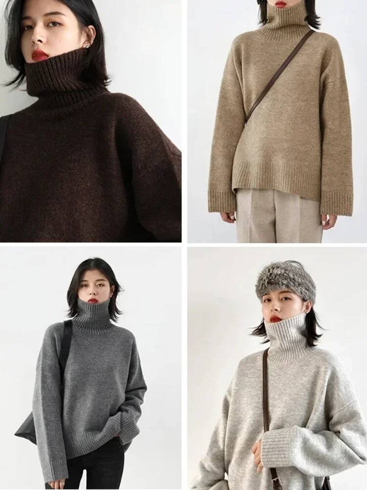 CHIC VEN Women's Sweater Autumn Winter New Turtleneck Knit Pullover Loose Clothes for Women Warm Solid Basic Female Tops 2023 dongdumaoyi