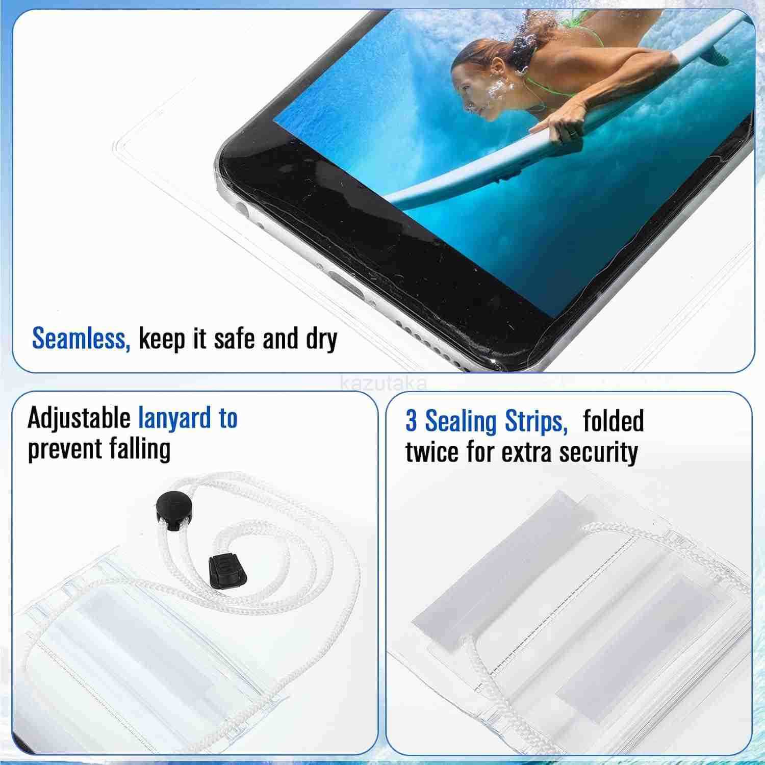 50 Pack Clear Waterproof Phone Pouch Universal Waterproof Phone Case Waterproof Pouch Dry Bag with Lanyard for Water Games ProtectWhite Z250910