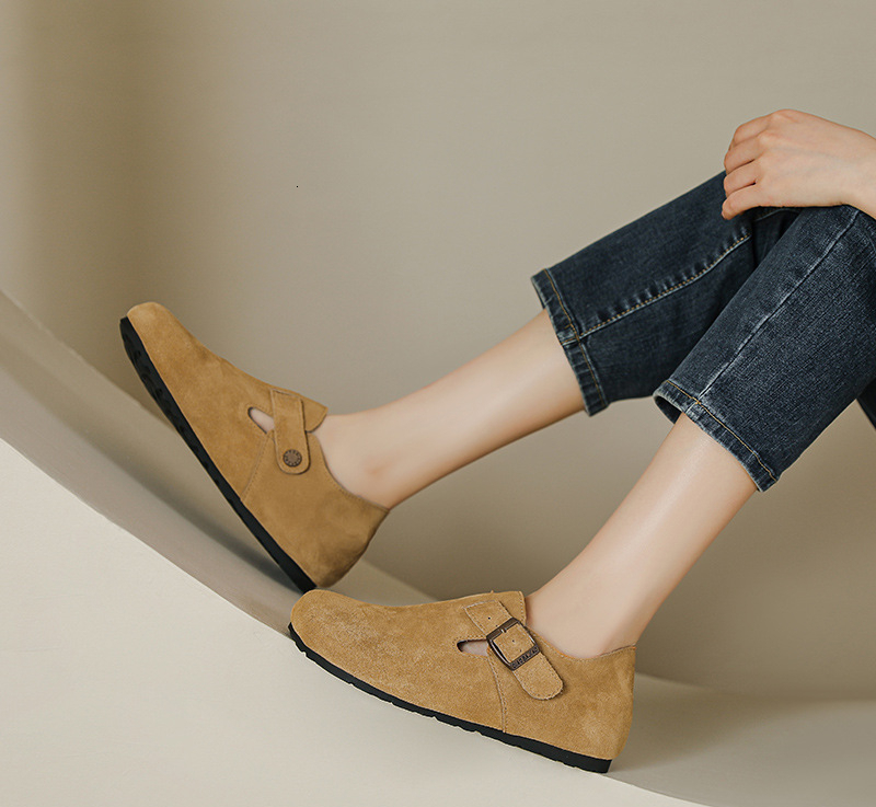 Designer shoes thick soled women's shoes new genuine leather lazy half slippers big toe shoes retro women's soft soled shoes