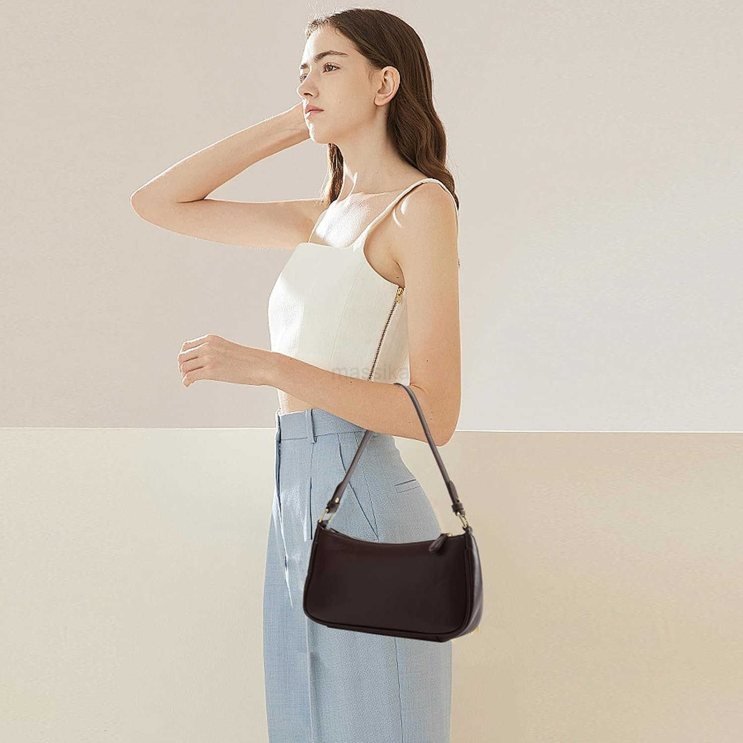 Shoulder Bag for Women Trendy Tote Handbag Purse Vegan Leather Clutch Handbag with 2 Removable Straps M250910