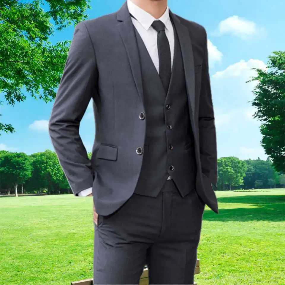 High Quality Wedding Groomsmen Suit 3 piece JacketVestpants Men Simple Business Elegant Fashion Job Interview Gentleman Suit W250910