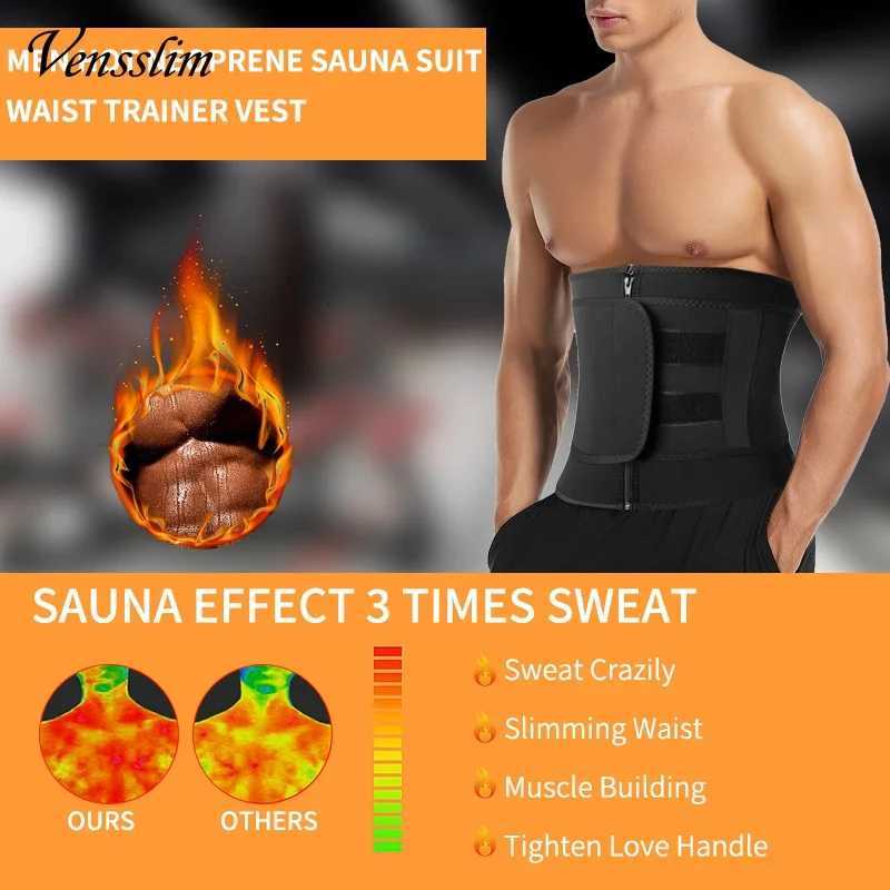Vensslim Sauna Workout Waist Trimmer Men Weight Loss Neoprene Body Shaper Sweat Belly Belt with Adjustable Straps Corset W250910