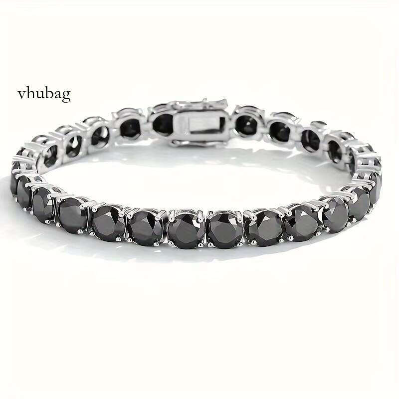 Black Moissanite Bracelet Men's Full Dia S Sterling Sier Light Simple Tennis Chain