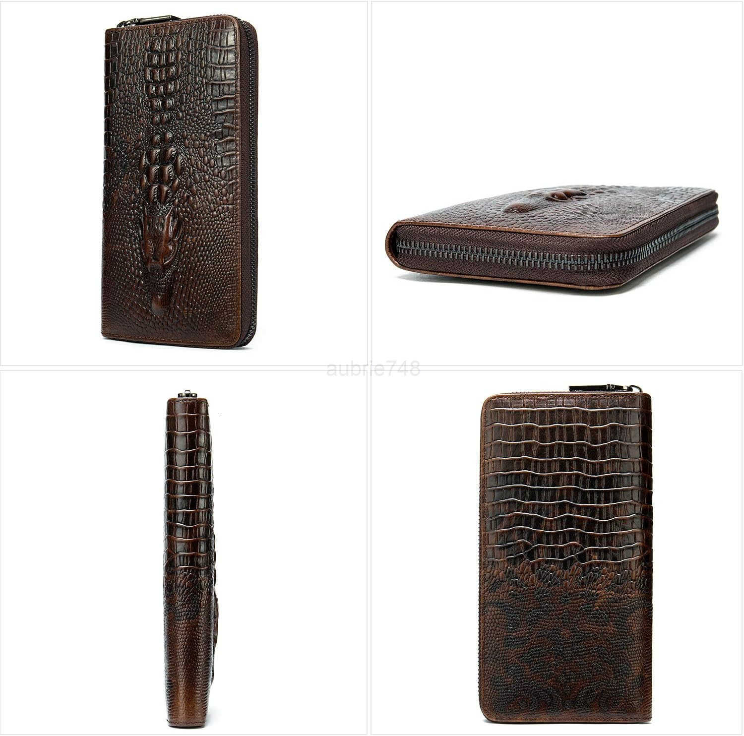 Genuine Leather Cool Long Wallets for Men Personalized Zip Around Wallet Checkbook Cash CARD Holder Wallet CoffeeZ250910