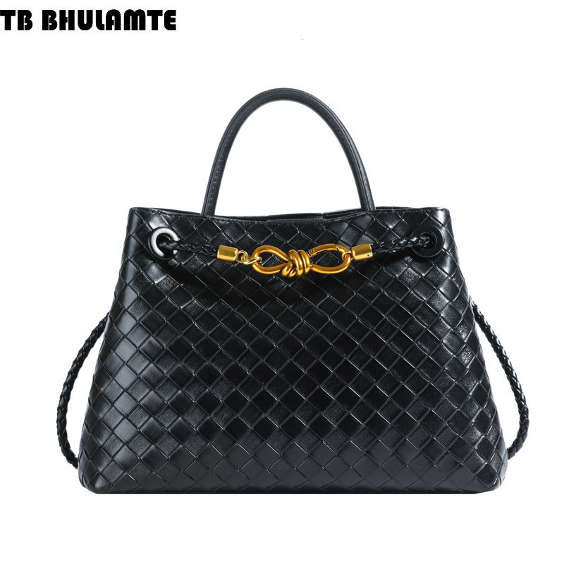 Free Shipping Designer Luxury Bag Bag 2025 New Women's Bag Niche High-end Metal Rope Buckle Woven Shoulder Bag Fashion Versatile Retro Commuter B