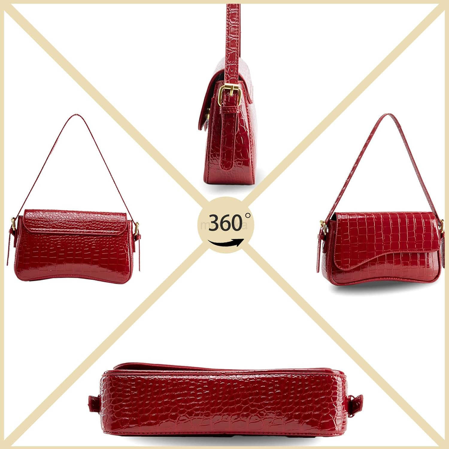 Small Shoulder BagsCrossbody Purses for Women Vegan Leather Handbag Clutch Hobo Purse with 2 Removable Straps M250910
