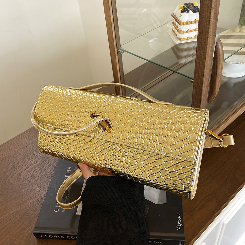 2025 autumn new niche design woven bag light luxury elegant grand organ rectangular bag fashionable women's shoulder bag designer bag