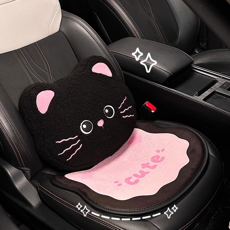 Fashion Cartoon Cat Car Seat Cover Cushion Women's Auto Interior Decoration Black Pink Seat Dust Protector Four-season Universal 250910