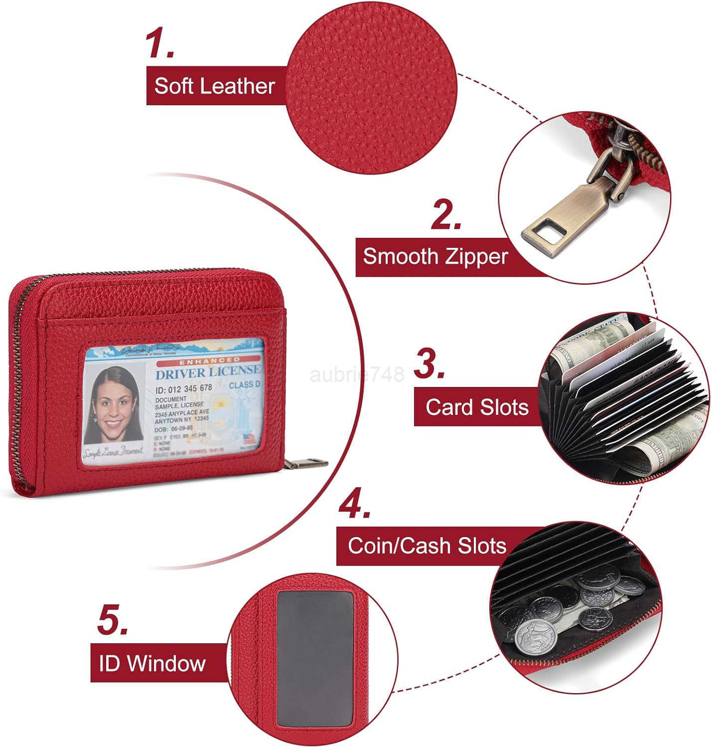 Leather Wallet Women RFID Blocking Small Compact Wallets CARD Holder with ID WindowZ250911