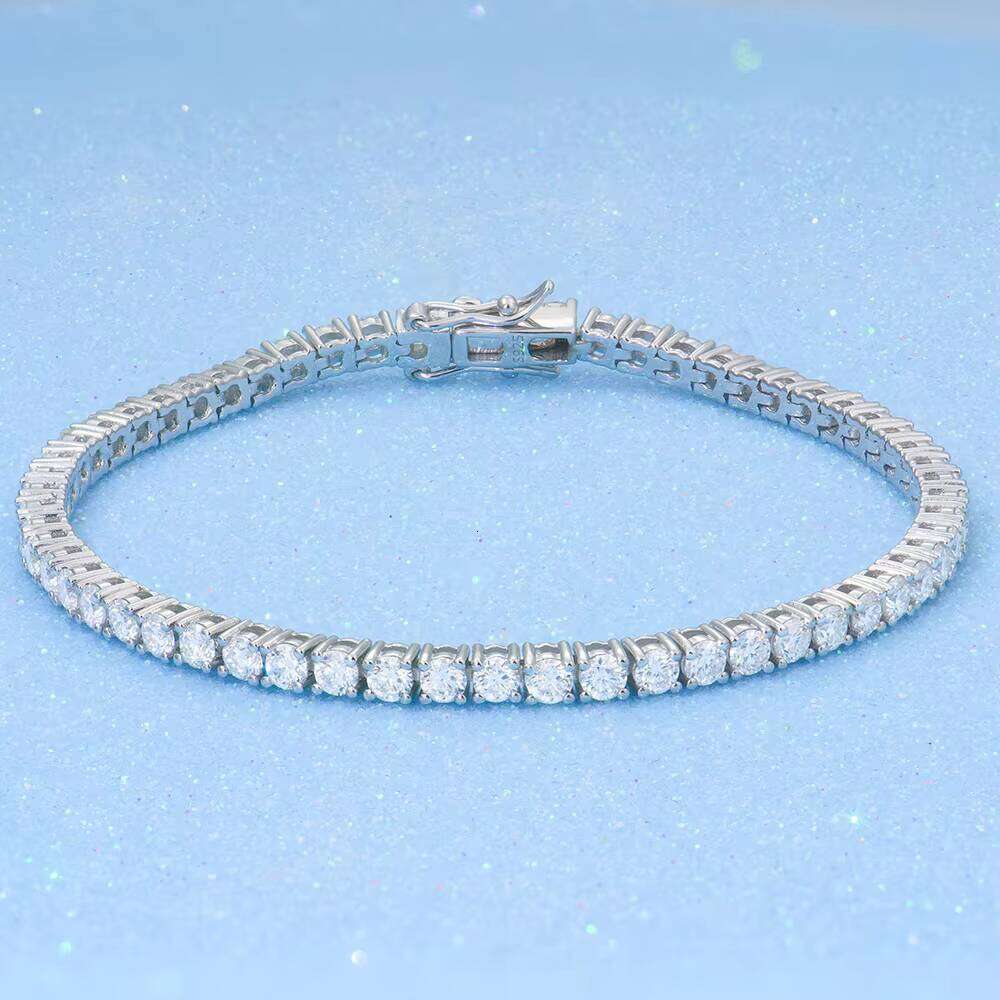 Trueya Wholesale Bulk Hip Hop Men Women 3mm Bling Sterling Sier Vvs1 Dia Mossanite Moissanite Tennis Bracelet