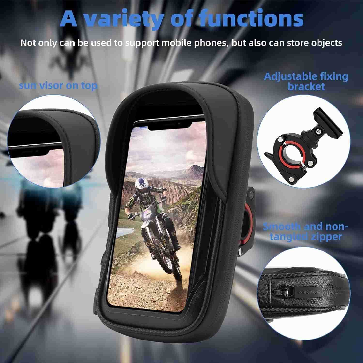 360 Rotatable Waterproof Phone Holder with Quick Release Touchscreen Storage Bag for Smartphones Under 7 Bicycle Accessories for Mountain Road Electri