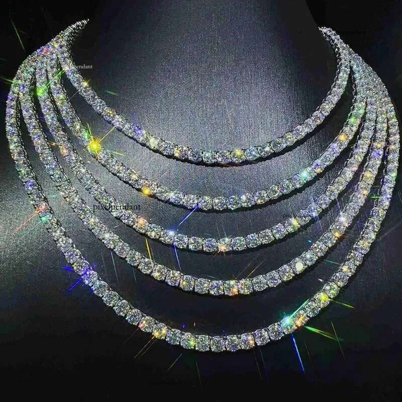 Hip Hop Necklace5mm Diamons Moissanite Chains Gold Iced Out Tennis Chain for Men Women Fashion Jewelry