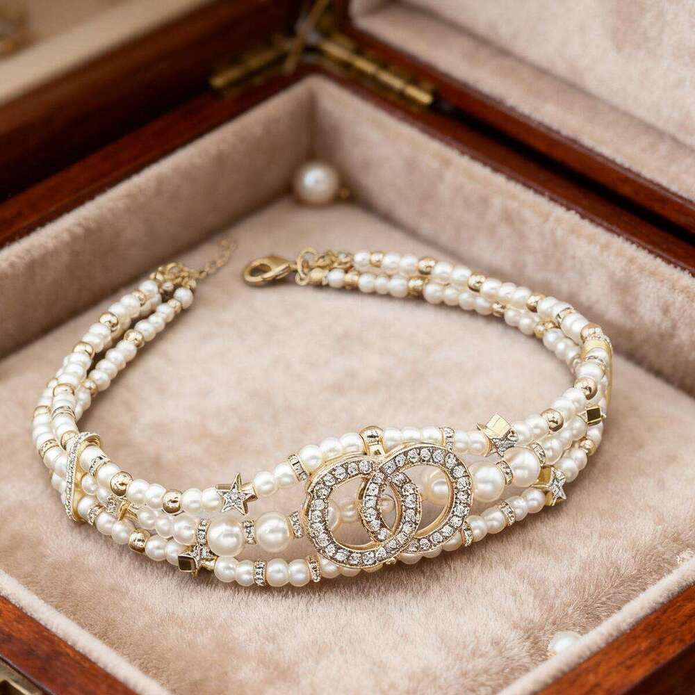 Charm Crystal Collarbone Star Chain Pearl Choker Necklace for Women