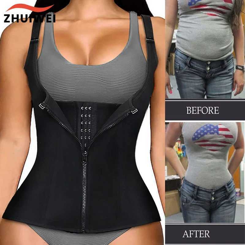 Women Waist Corset Zipper Vest Body Shaper Cincher Shapewear Slimming Belt Sports Girdle Neoprene Sauna Tank Top W250910
