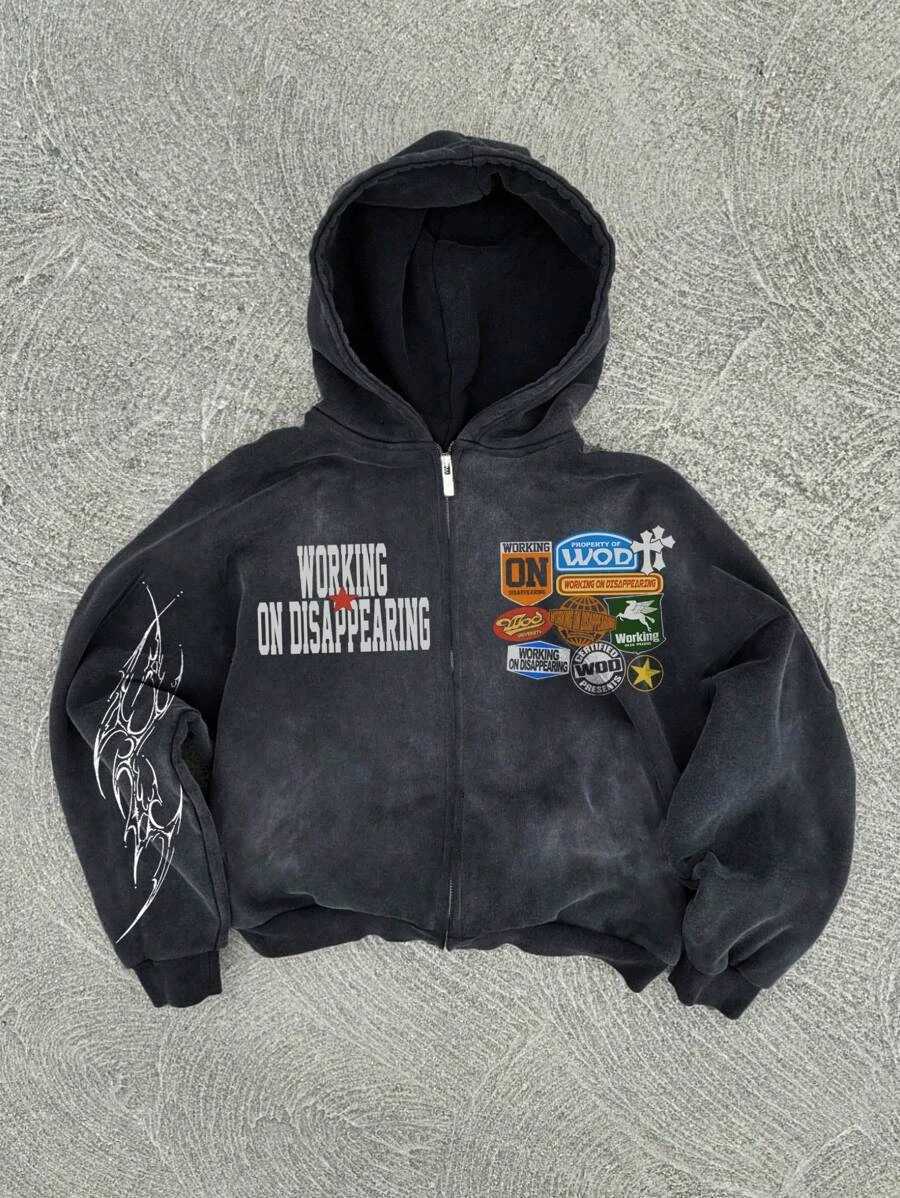 Y2K American hiphop personty pattern print hoodie men clothing strtwear Harajuku jacket gothic casual zip up hoodies X250910