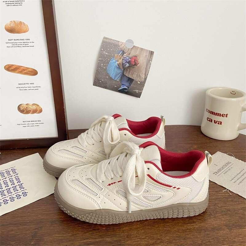 White Sneakers Women 2025 Spring and Autumn New Thick-Soled Casual Sports for Students Versatile Breathable Board Shoes