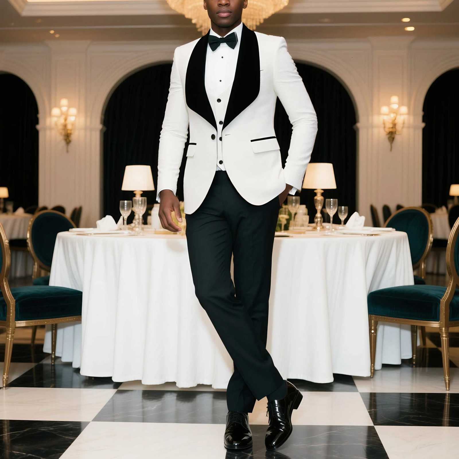 Mens 3 Piece Floral Tuxedo Jacquard Slim Suit Set Paisley Blazer Vest And Pants For Prom Wedding W250910