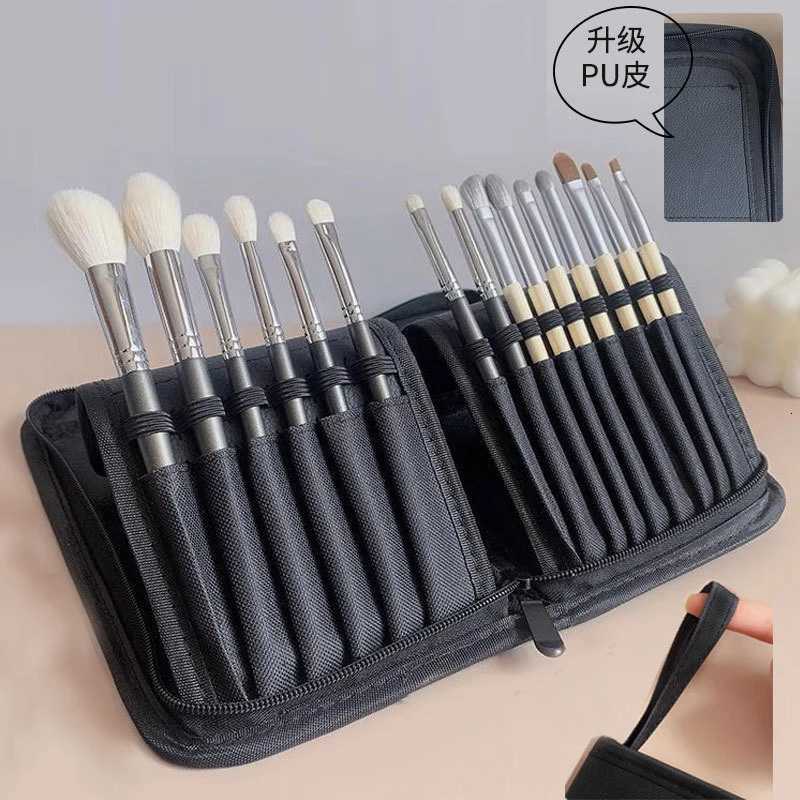 15 Slots Folding Cosmetic Brush Case with Zipper Women Cosmetic Brushes Storage Bag Female Travel Makeup Tools Holder OrganizerXJ250910