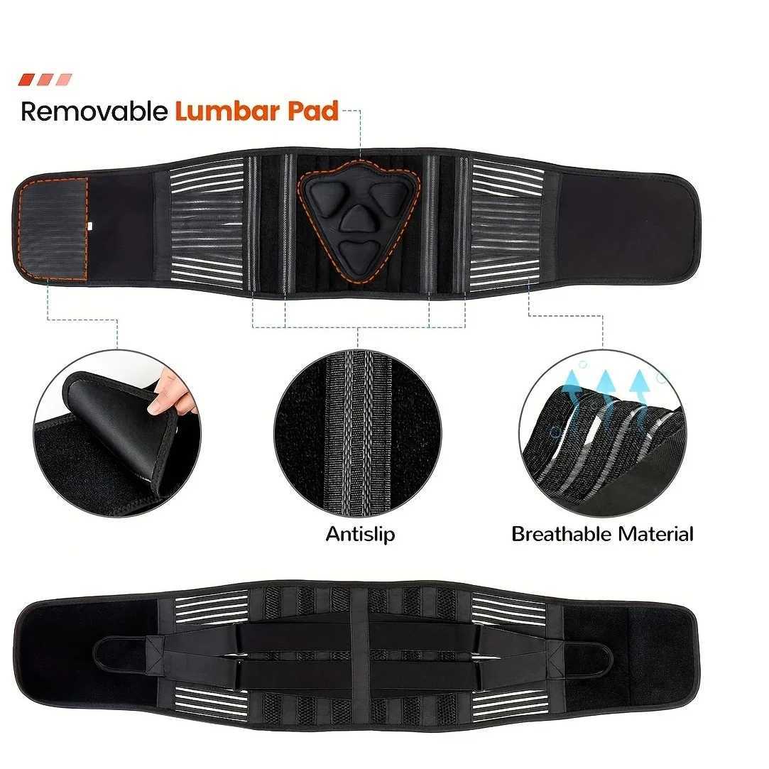 Back Brace with Lumbar Pad6 Flexible SupportBack Brace for Men Lower BackLightweight Back Brace for Lower Back Pain W250910