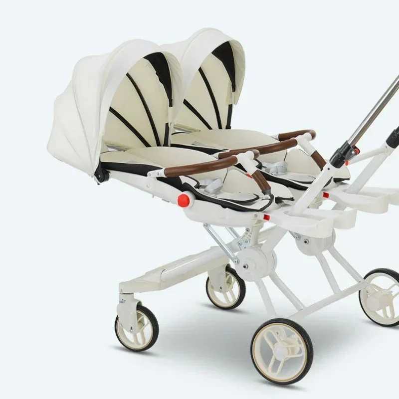 Twin strollers for two children Two seats Lightweight folding stroller Multifunctional stroller can sit and lie down W250910