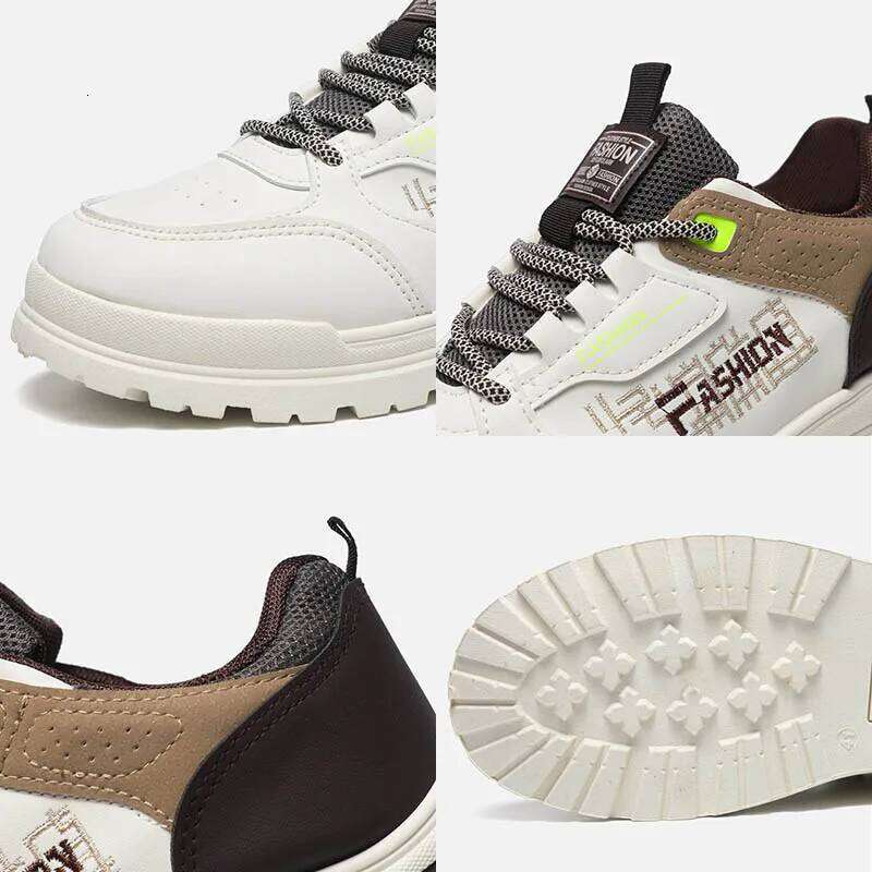 2025 Summer Men's Shoes Sports Sneakers Casual Board Shoes Breathable Leather Thick-sol ed Walki ng Shoes