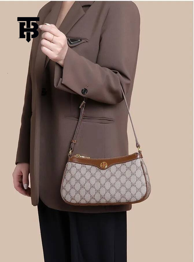TB BHULAMTE 2025 Luxury Designer High-quality Women's Handbag Wallet Leather Versatile Metal Badge Letter Printing Black Classic Underarm Bag Mul