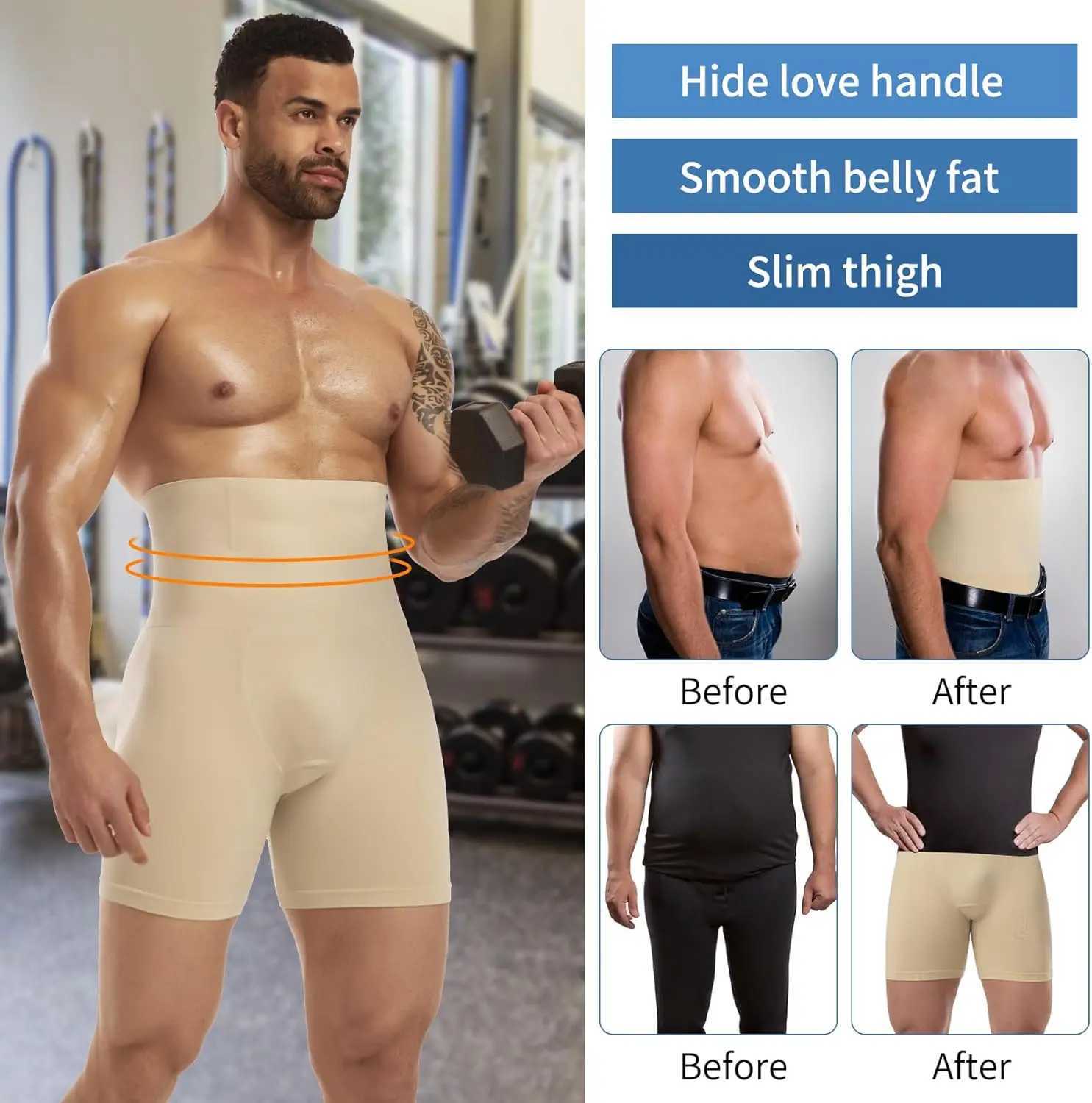 High Waisted Mens Shapewear Tummy Control Shorts Slimming Body Shaper Compression Boxers Briefs 3D pouch with Steel Bone New W250910