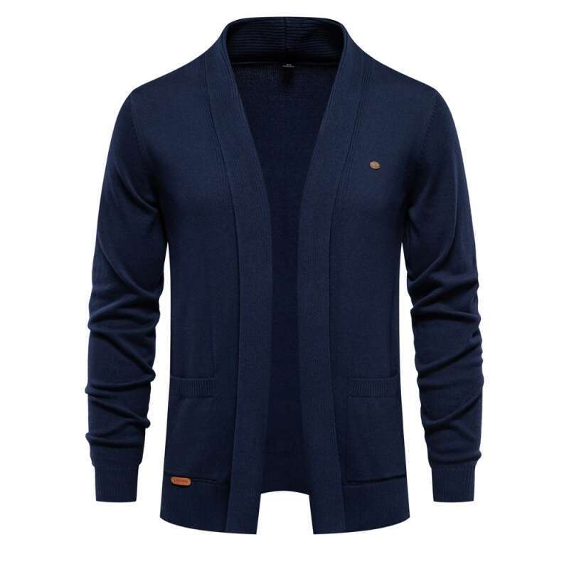 Men's casual autumn cardigan high-quality business knit sweater, solid color men's top