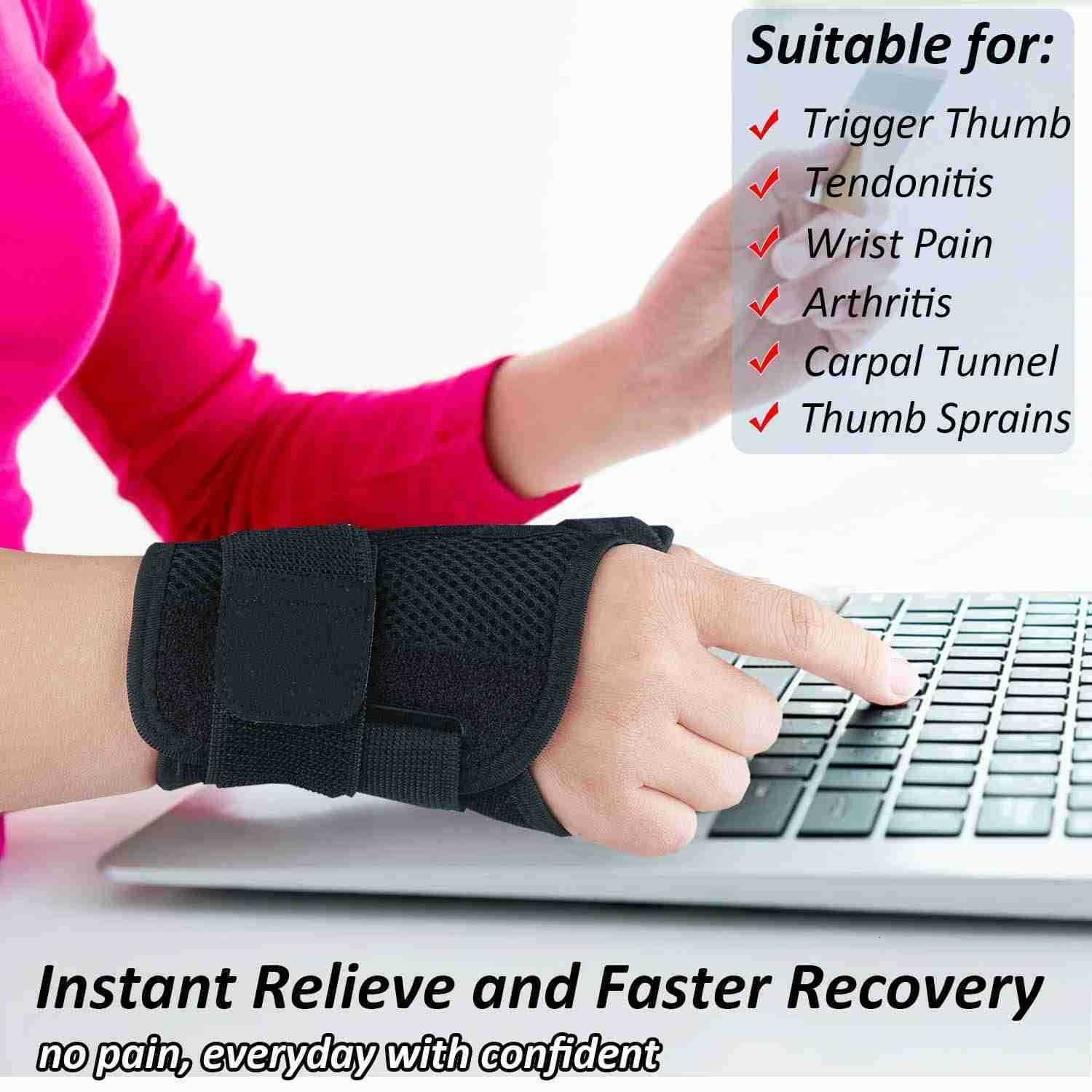 Thumb Splint for Left Right HandThumb Spica Support Brace Wrist Stabilizer for Pain Carpal Tunnel Sprains Arthritis Tendonitis Tenosynovitis with Adju