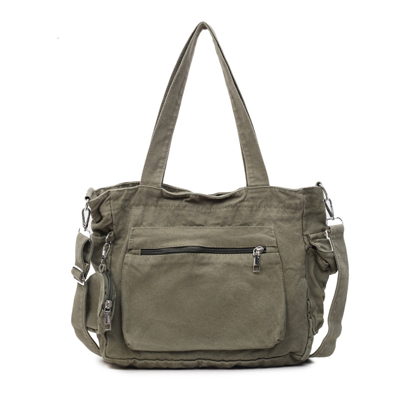 Free shipping designer Solid Color Canvas Bag Shoulder Bag Women Large Capacity Student Commuter Bag Versatile Tote Bag Fashion Simple Crossbody Bag