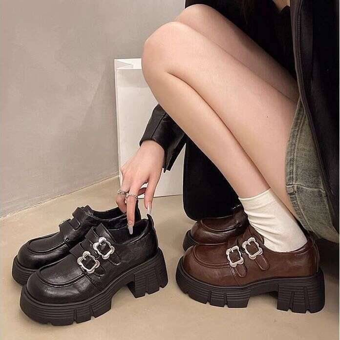 Chunky Heel Designer Shoe Thick Sole Petite Mary Jane Leather Shoes British Style Loafers for Women 2025 Autumn New